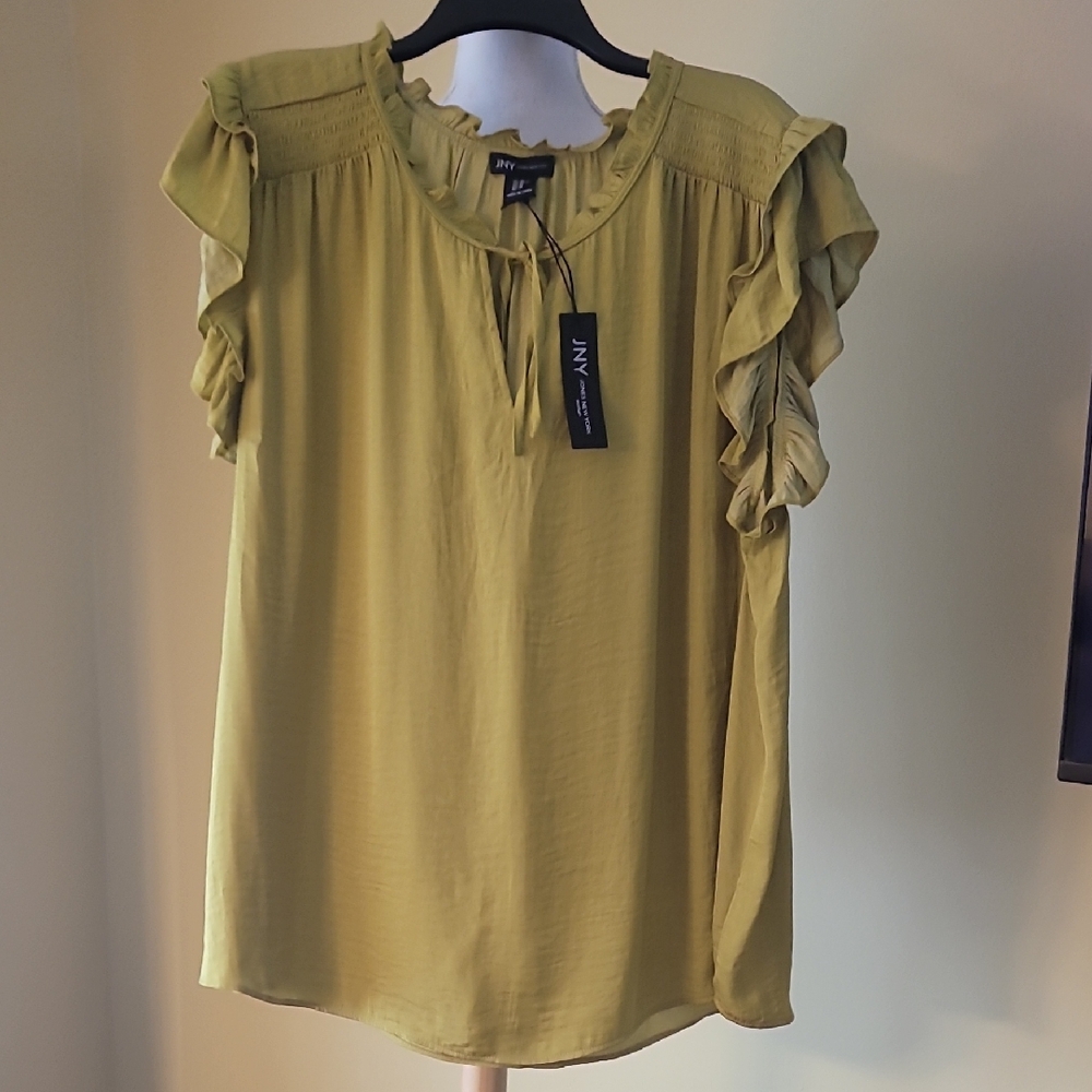 Jones New York Women's Olive Ruffle Sleeve Top Size 3X